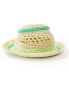 South Beach straw bucket hat in green stripe