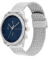 ფოტო #2 პროდუქტის Men's Multifunction Silver-Tone Stainless Steel Mesh Bracelet Watch 44mm