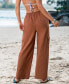 ფოტო #3 პროდუქტის Women's Brown Wide Leg Utility Pants