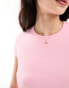 Фото #3 товара Cotton On ribbed fitted short sleeve t-shirt in bubbegum pink