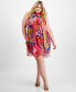 ფოტო #1 პროდუქტის Plus Size Tropical-Print Mock Neck Swing Dress