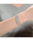 ფოტო #2 პროდუქტის Sterling Silver with White Gold Plated Clear Round Cubic Zirconia Flower Style Bangle Bracelet