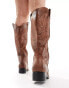 Glamorous western knee boots in brown