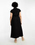 ASOS DESIGN Curve linen cap sleeve shirt midi dress with pin tucks in black Черный, EU 58 - фото #2