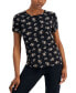 ფოტო #1 პროდუქტის Petite Printed Tulip-Sleeve Knit Top