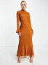 Фото #4 товара ASOS DESIGN high neck maxi dress with flared cuff in rust spot