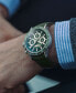 ფოტო #5 პროდუქტის Men's Swiss Automatic Chronograph Freelancer Green Leather Strap Watch 43.5mm