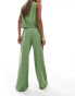 Фото #3 товара Abercrombie & Fitch Sloane co-ord linen blend wide leg trouser in green