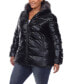 Plus Size Metallic Puffer Coat with Hoodie