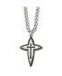 ფოტო #3 პროდუქტის Polished Black IP-plated Cross Pendant on a Curb Chain Necklace