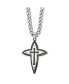 Polished Black IP-plated Cross Pendant on a Curb Chain Necklace