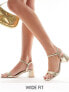 Фото #1 товара Glamorous Wide Fit low block heeled sandals in gold