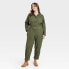 Фото #1 товара Women's Long Sleeve Button-Front Coveralls - Universal Thread Green 28