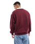 ASOS DESIGN oversized rugby polo sweatshirt with faux collar in burgundy