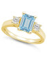 ფოტო #1 პროდუქტის Aquamarine and Diamond Ring (1-3/8 ct.t.w and 1/4 ct.t.w) 14K Yellow Gold