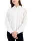 ფოტო #1 პროდუქტის Women's Lace Sleeve Button-Down Top