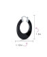ფოტო #4 პროდუქტის Wide Flat Black Gemstone Large Oval Hoop Earrings Western Jewelry For Women Teen .925 Sterling Silver 1.5" Diameter