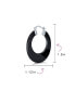 Wide Flat Black Gemstone Large Oval Hoop Earrings Western Jewelry For Women Teen .925 Sterling Silver 1.5" Diameter