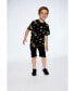 ფოტო #2 პროდუქტის Boy Organic Cotton T-Shirt With Allover Print Black - Toddler|Child