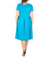 Фото #2 товара Plus Size Short Sleeve Midi Dress with Pockets