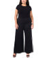 Фото #4 товара Plus Size Glitter-Mesh Wide-Leg Palazzo Pants