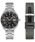 Men's Swiss Automatic DS-2 Stainless Steel Bracelet & Gray Synthetic Strap Watch 41mm Gift Set