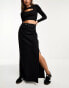 Фото #4 товара DTT Hannah denim maxi skirt with side split in washed black