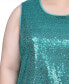 Plus Size Sleeveless Sequined Tank Top with Combo Banding
