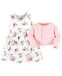 Baby Girls Quilted Cardigan and Dress, Dusty Rose Floral