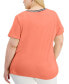 ფოტო #2 პროდუქტის Plus Size Contrast Trim V-Neck Top