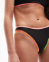 Topshop mix and match neon trim high leg bikini bottoms in black