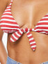 & Other Stories triangle bikini top in red stripe print