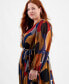 ფოტო #4 პროდუქტის Plus Size Printed Faux-Wrap Long-Sleeve Dress