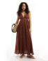 Фото #1 товара ASOS DESIGN double cloth maxi dress with twisted strap and cut out detail in brown