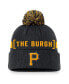 Фото #1 товара Men's Black Pittsburgh Pirates Hometown Peak Cuffed Knit Hat with Pom