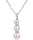 Фото #1 товара Macy's cultured Freshwater Pearl (6 - 8-1/2mm) & Diamond (1/20 ct. t.w.) Graduated Pendant Necklace in Sterling Silver