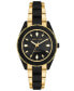 ფოტო #1 პროდუქტის Women's Solar Gold-Tone and Black Oceanworks Plastic Watch, 32mm