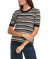 Фото #1 товара Minnie Rose Textured Stripe Crew Cashmere-Blend Sweater Women's