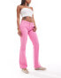 Фото #1 товара Monki stretch trousers with flare leg in washed pink