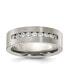 ფოტო #1 პროდუქტის Titanium Brushed with CZ Flat Wedding Band Ring