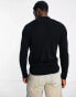 AllSaints Mode Merino long sleeve polo shirt in black