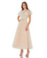 Фото #1 товара Women's Embellished Flutter Sleeve Bow Waist A Line Dress