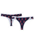 Фото #1 товара Women's Navy Boston Red Sox Allover Print Knit Thong Set