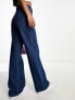 Bershka ultra wide leg jeans in indigo wash