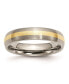 Titanium Brushed with 14k Gold Inlay Wedding Band Ring