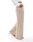 ASOS DESIGN seersucker tie waist wide leg trouser in natural stripe