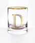 Фото #1 товара Стаканы для виски кристальные Qualia Glass monogram Rim and Letter D Double Old Fashioned, набор из 4 шт.