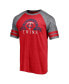 Фото #3 товара Men's Heather Red Minnesota Twins Utility Two-Stripe Raglan Tri-Blend T-shirt