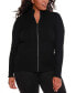 Black Label Plus Size Mock Neck Ribbed Zip Up Sweater