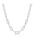 ფოტო #1 პროდუქტის Sterling Silver or Gold Plated Over Sterling Silver 5mm CZ Paperclip Necklace